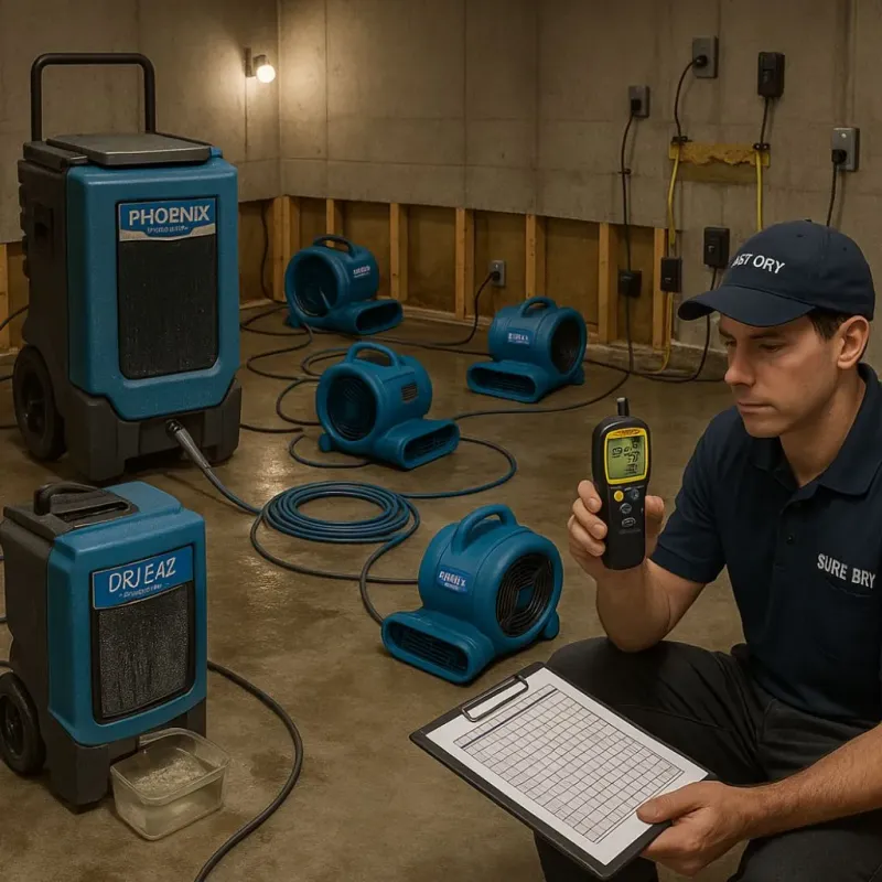 Structural Drying and Dehumidification process in Barneveld, WI